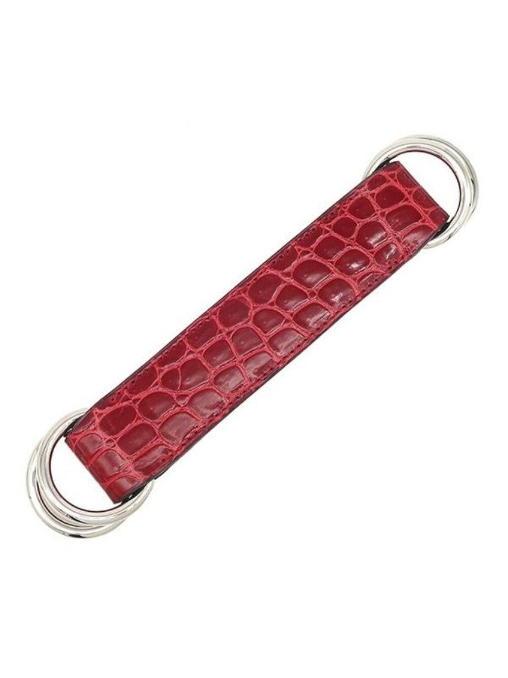 Hermes Romance Porosus Red Silver Scarf Belt